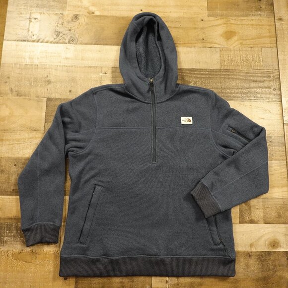 The North Face Quarter-Zip Fleece Hoodie Men's XL Navy Gordon Lyons Pullover - Picture 1 of 11